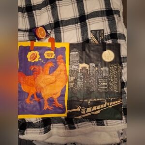 Trader Joe's Reusable Tote Bags Moon Bag and Orange Chicken NWT bundle.